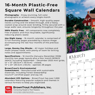 2026 BrownTrout Tar Heel State North Carolina Places 12" x 12" Monthly Wall Calendar (9798330705788)
