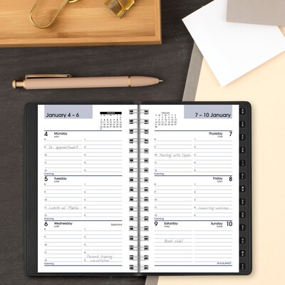 2027 AT-A-GLANCE DayMinder 3.5" x 6" Weekly Appointment Book Planner, Faux Leather Cover, Black (G250-00-27)