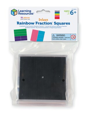 Fractions, Decimals & Percents, Learning Resources Deluxe Rainbow Fraction Squares, 51/Set