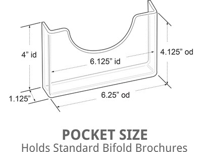 Azar Brochure Holder, 23.5" x 13", Vertical, Wall Mounted, Clear Acrylic, 2/Pack (252091)