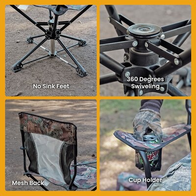 Arrowhead Outdoor Quiet 360°-Swivel Outdoor Chair, Camouflage (TSRTKKS0320U)