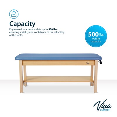 Aristo Wood H-Brace Physician Exam Table with Shelf, 2 Drawer Cabinet, Paper Cutter, Holder, 500lbs. Capacity, Blue