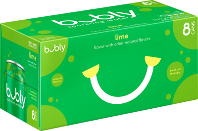 Bubly Lime Flavor Sparkling Water, 12 fl. oz., 8 Cans/Pack, 3 Packs/Carton (17144)