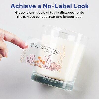 Avery Laser/Inkjet Rectangle Glossy Labels, 2" x 3.5", Clear, 80 Labels/Pack (94238)