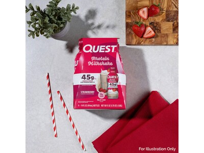 Quest Strawberry Protein Milkshake, 14 oz., 12 Bottles/Carton (QRTDHPST12M1)