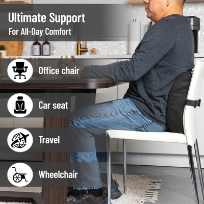 Mind Reader Memory Foam Ergonomic Lower Back Cushion Office Chair Support, Black (BACKFOAM-BLK)