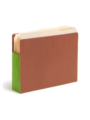 Smead Recycled Reinforced File Pocket, 3" Expansion, Letter Size, Green, 10/Box (73680)