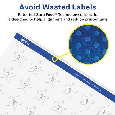 Avery Laser/Inkjet Multipurpose StarLabels, 0.75" Dia, Glossy Clear, 8000/Box (94610)
