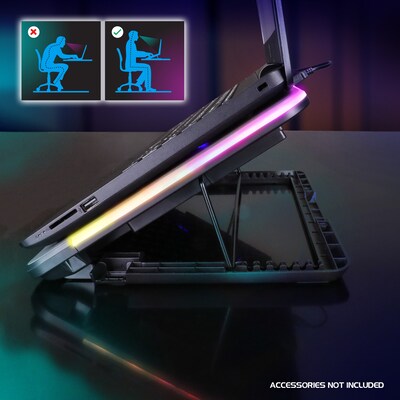 Enhance Voltaic 2 Adjustable Laptop Cooling Pad Stand with 6 Fans, 2 USB Ports, RGB Lighting (ENVOC62100CLWS)