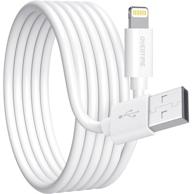 Overtime Apple MFI Certified Lightning to USB-A Charging Cable, 10ft., White (MFIWHITE10FT)