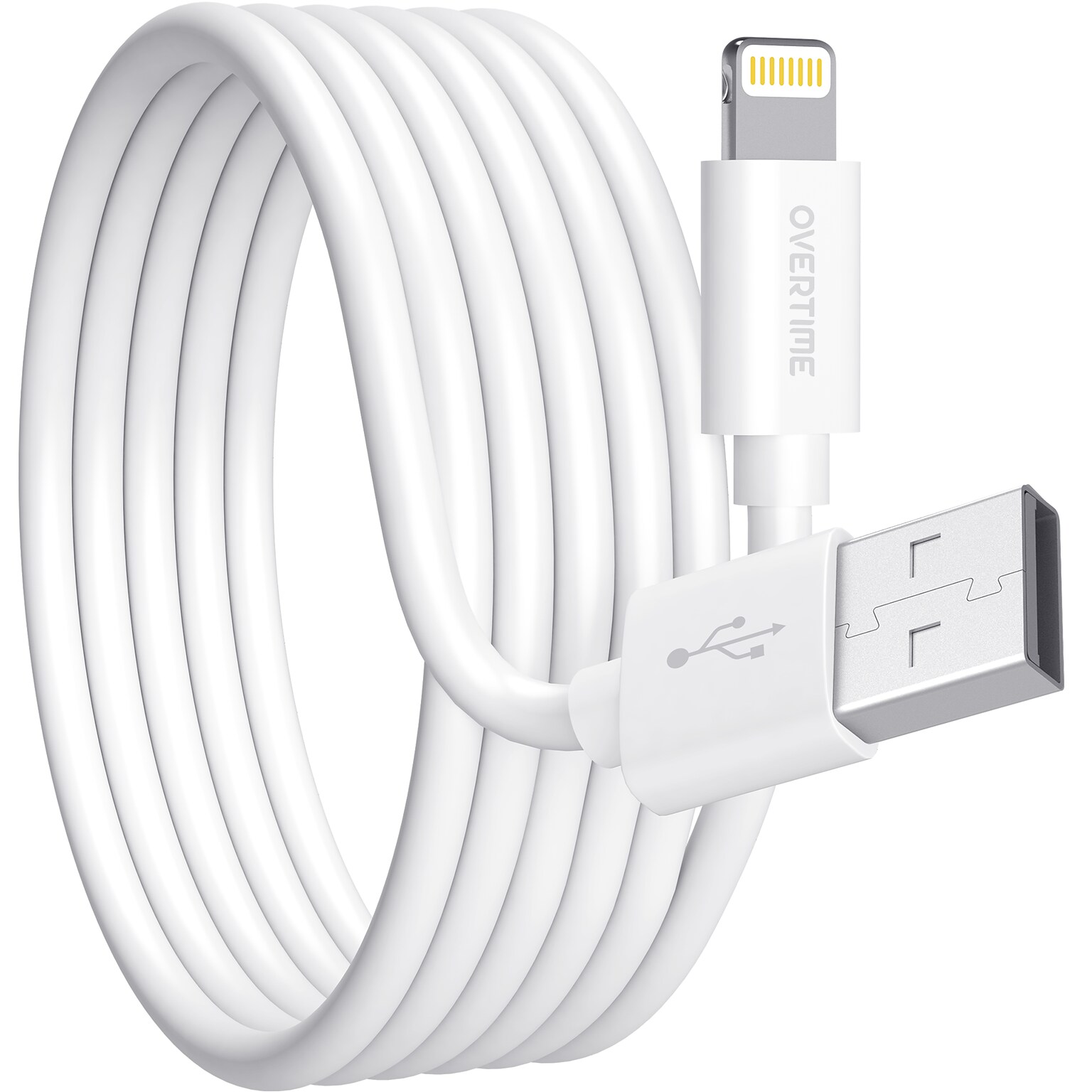 Overtime Apple MFI Certified Lightning to USB-A Charging Cable, 10ft., White (MFIWHITE10FT)