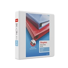 Staples Heavy Duty 1 1/2 3-Ring View Binder, D-Ring, White (ST56263-CC)
