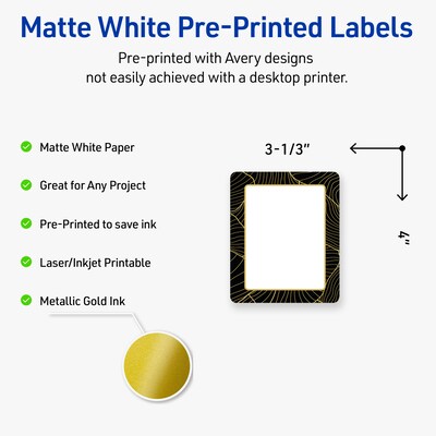 Avery Laser/Inkjet Rectangle Multipurpose Labels, 4 x 3-1/3, White, 40/Pack (S00ETG)