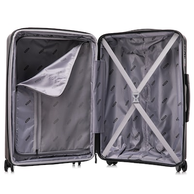 DUKAP Airley 3-Piece Hardside Spinner Luggage Set, TSA Checkpoint Friendly, Black (DKAIRSML-BLK)