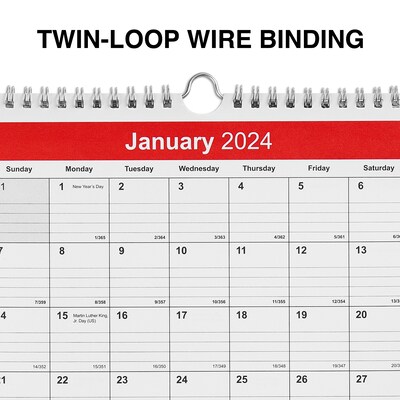 2025 Staples 8" x 11" Wall Calendar, Red/White (ST53922-25)