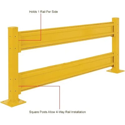 Global Industrial Guard Rail Post for Double Rail, 42"H, Yellow (436732)