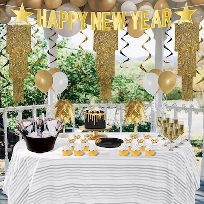 Beistle Happy New Year Foil  Streamer, Gold, 2/Pack (80495-GD)