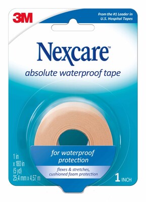 Nexcare Absolute Waterproof Foam First Aid Medical Tape, 1 x 5 yds., Tan (731)