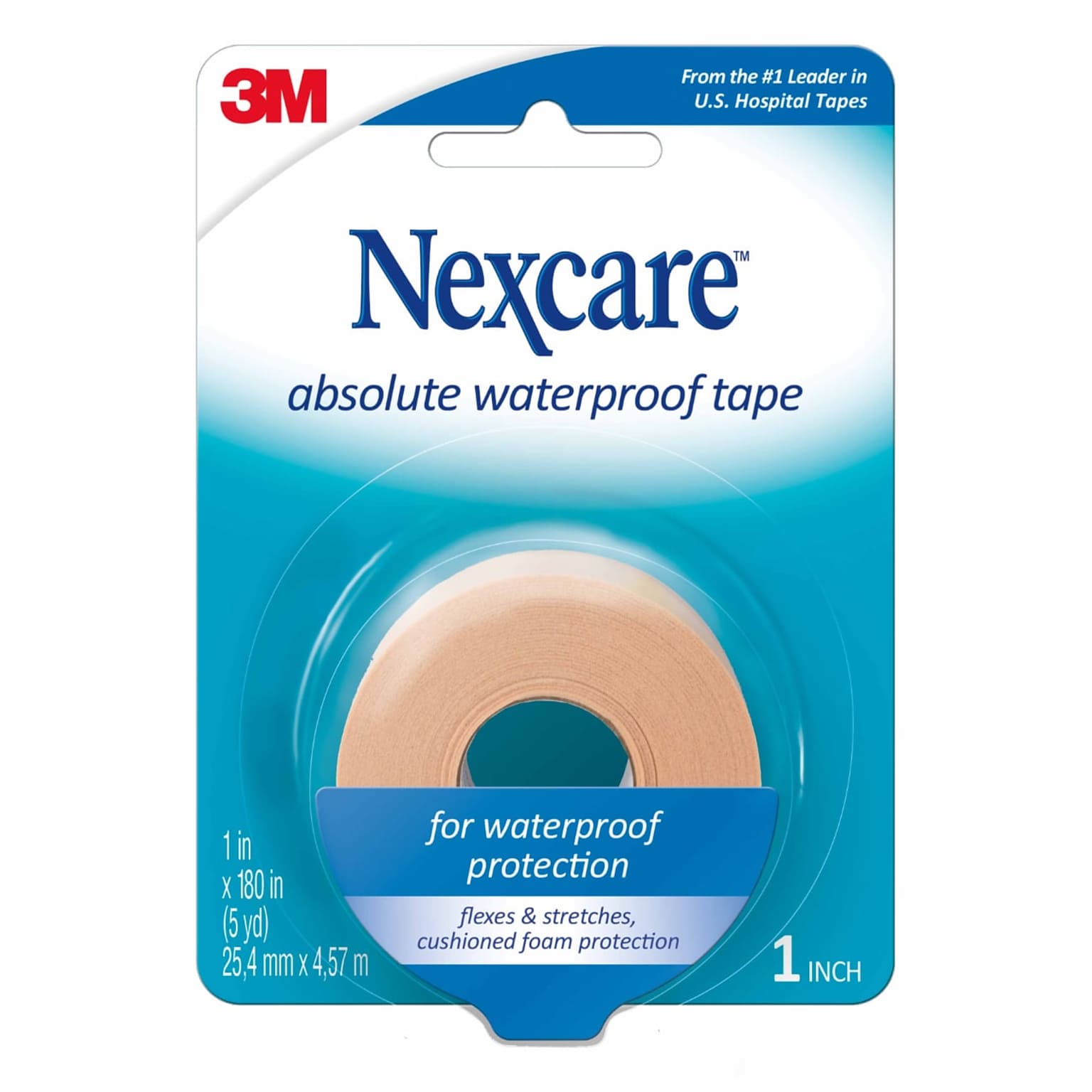 Nexcare Absolute Waterproof Foam First Aid Medical Tape, 1 x 5 yds., Tan (731)