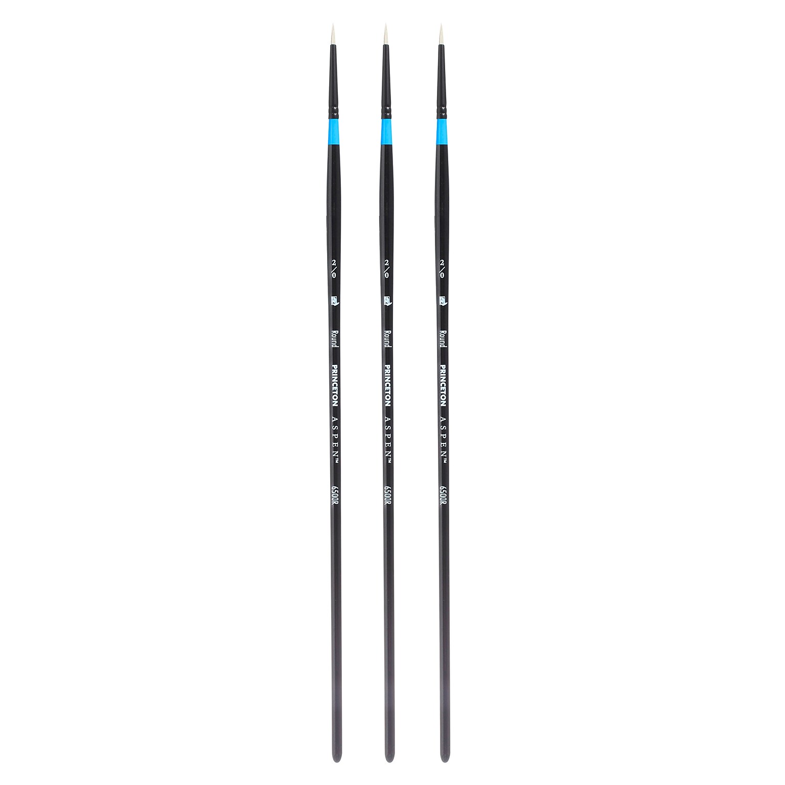 Princeton Aspen Long Handle Oil and Acrylic Synthetic Round Brush, 3/Pack (PBXP6500R20-3)