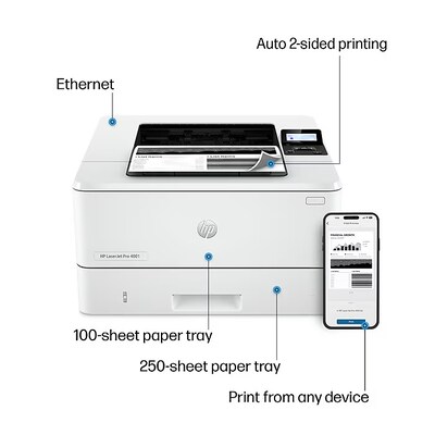 HP LaserJet Pro 4001dn Printer, 3-Year Warranty with Next Day Replacement & Toner Discounts Smart Bundle