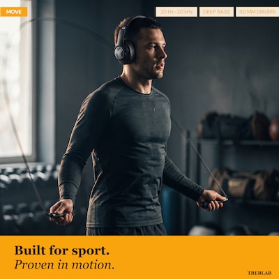 Treblab Z2-B Over Ear Workout Headphones with Microphone