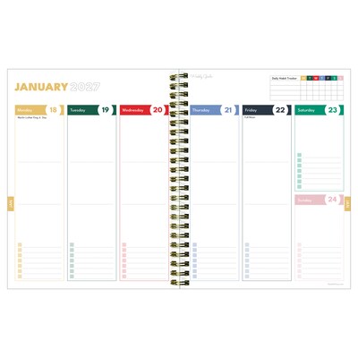 2026-2027 TF Publishing Yellow Linen 6.5" x 8" Academic & Calendar Weekly & Monthly Planner, Gold/White (AY27-9208)