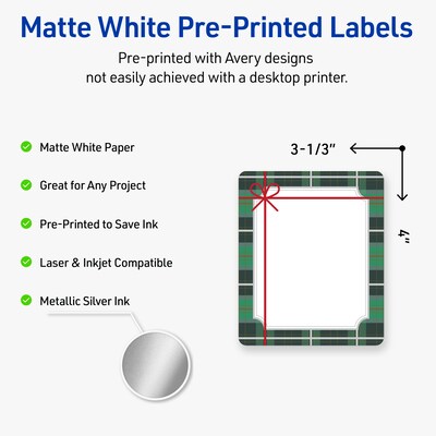 Avery Rectangle Multipurpose Labels, 4 x 3-1/3, White, 40/Pack (19479370405)