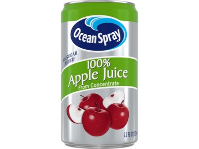 Ocean Spray 100% Apple Juice, No Sugar Added, 7.2 fl. oz., 24 Cans/Carton (2218)