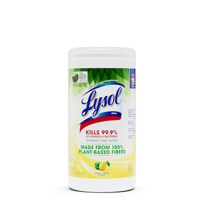 Lysol Disinfecting Wipes, Fresh Citrus Scent, 70 Wipes/Pack (1920049128)