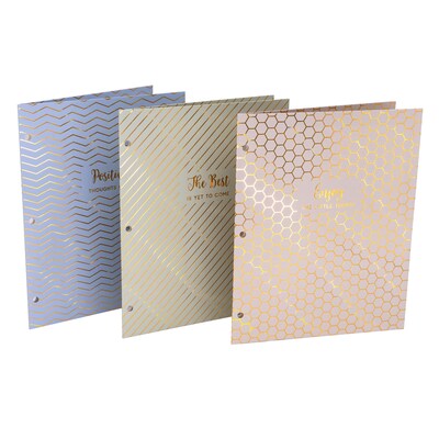 Pukka Pad 3-Hole Punched 2 Pocket Cardstock Portfolio Folder, Assorted Colors, 6/Pack, 3 Packs/Bundle