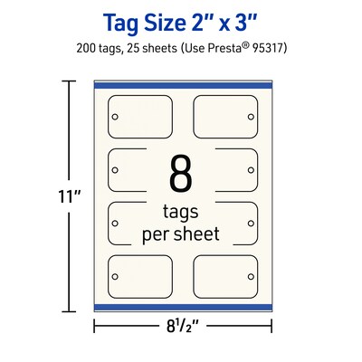Avery 2" x 3"  Blank Price & Merchandise Tags, Ivory, 200/Carton (95317-MIT25)