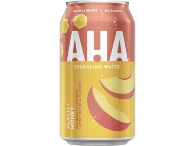 AHA Peach + Honey Sparkling Water, 12 fl. oz., 24 Cans/Pack (49000532562)