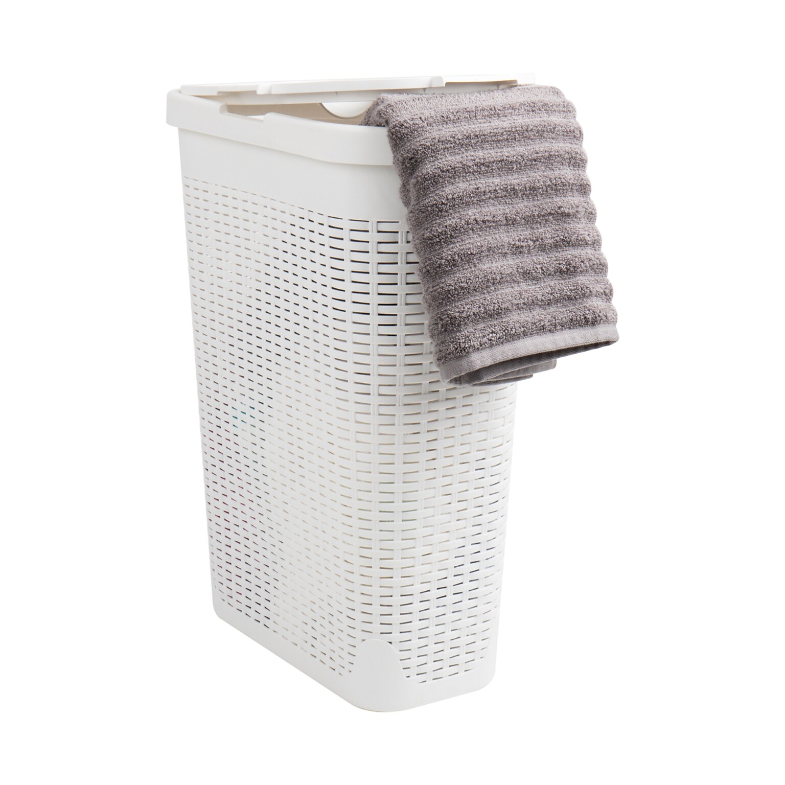 Mind Reader Plastic Laundry Hamper with Lid, White (40HAMP-WHT)