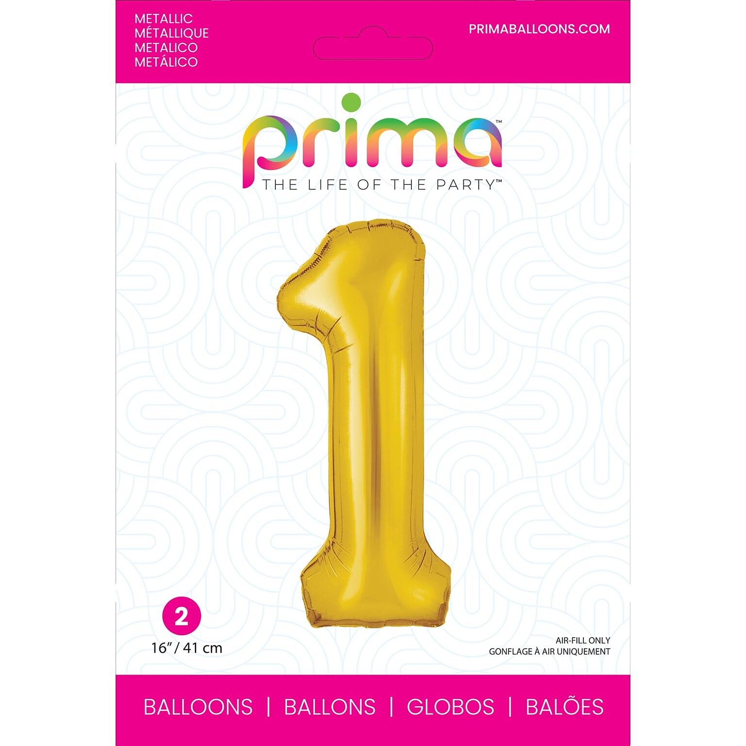 Party City (Air-Filled) 16 #1 Foil Balloon, Gold, 2/Pack (AM60050196-19)