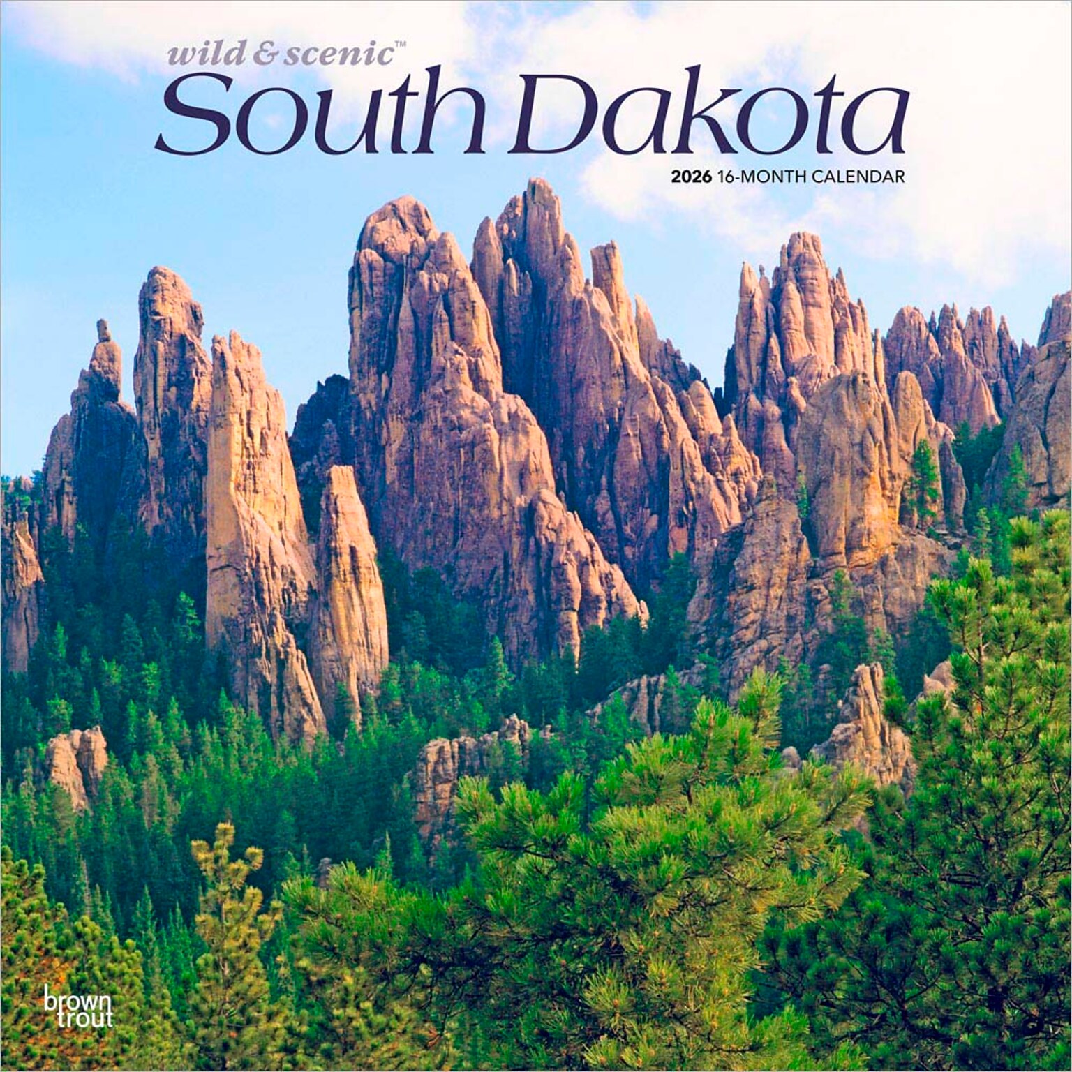 2026 BrownTrout South Dakota Wild & Scenic 12 x 12 Monthly Wall Calendar (9798330705665)