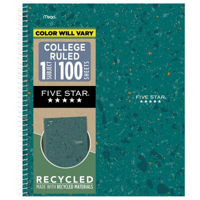 Five Star 1-Subject Composition Notebooks, 8.5 x 11, College Ruled, 100 Sheets, Color Chosen at Random (820477F)