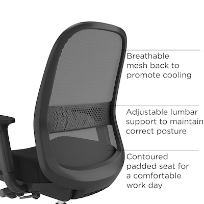 Workplace2.0™ Bedford Ergonomic Fabric/Mesh Swivel Task Chair, Black (UN60991)