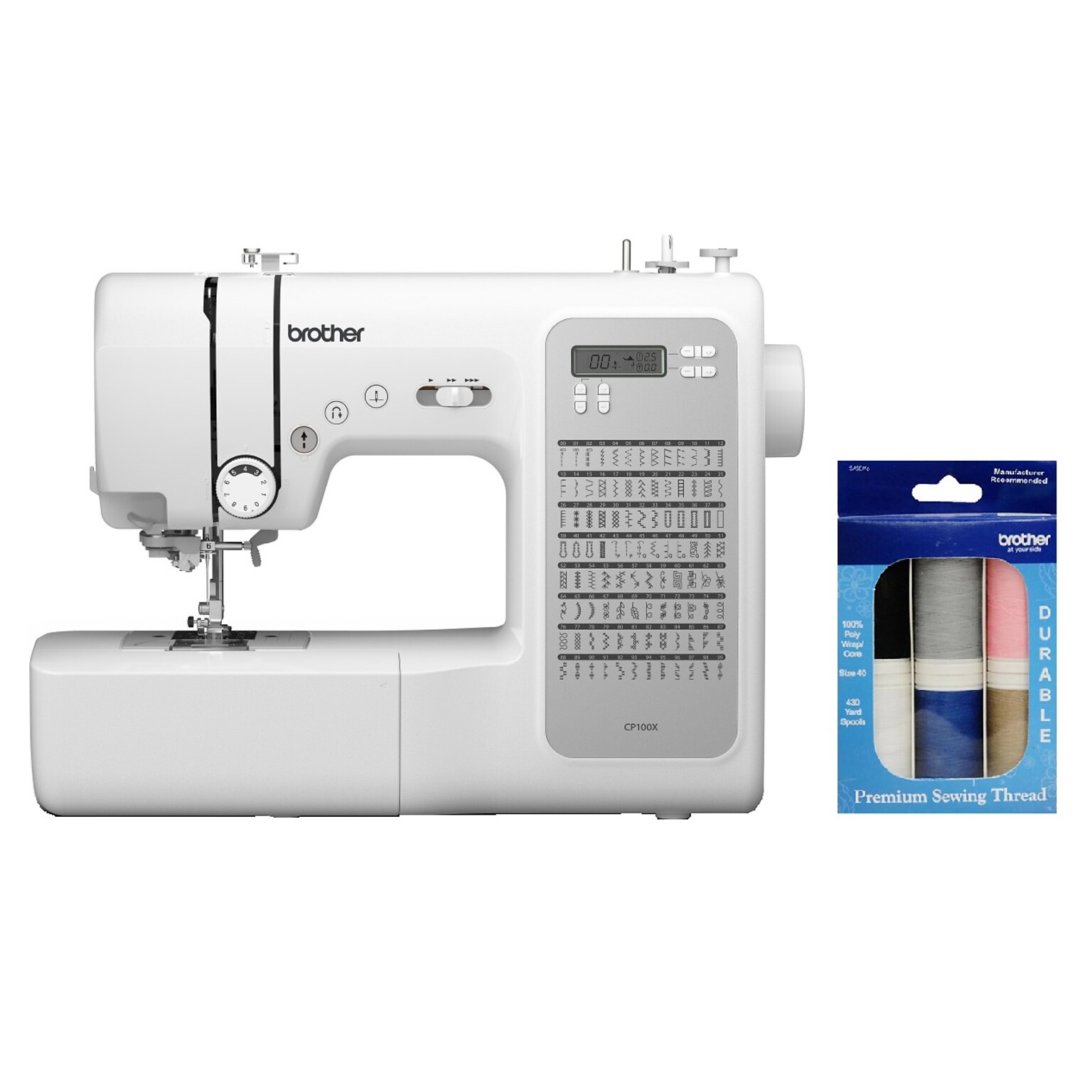 Brother Quilting Sewing Machine with 6-Piece Premium Sewing Thread Pack (CP100XSEW6-STP)