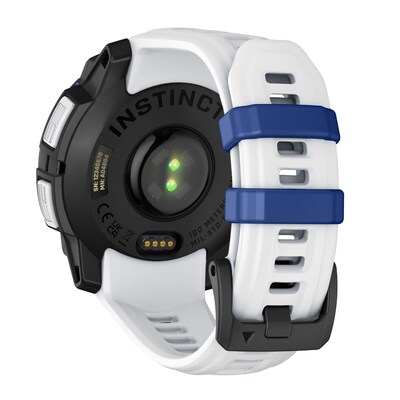 Garmin Instinct 3 Smartwatch, GPS, 45mm, Whitestone & Bolt Blue Silicone Band (010-02934-03)