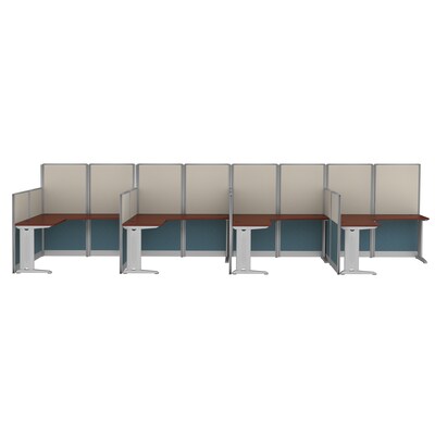 Regency Instant Office 63"H x 258"W 4 Person L-Shaped Cubicle Panel Workstation, Hansen Cherry (IO36494-03K-4P)