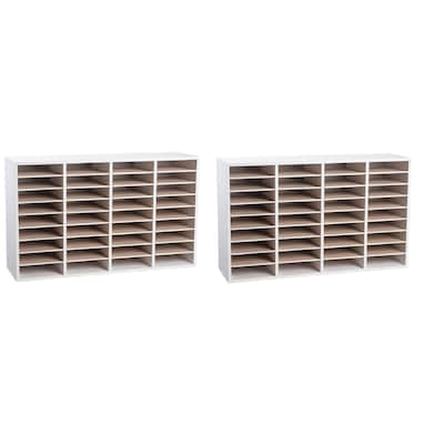 AdirOffice 500 Series 36-Compartment Literature Organizers, 39.3 x 11.8, White, 2/Pack (500-36-WHI