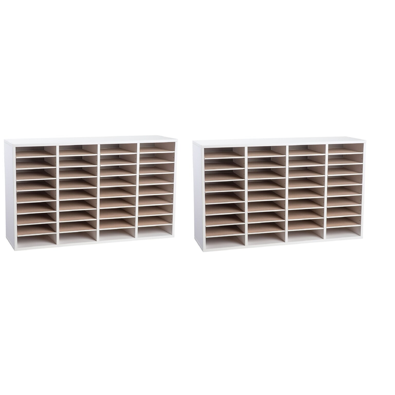 AdirOffice 500 Series 36-Compartment Literature Organizers, 39.3 x 11.8, White, 2/Pack (500-36-WHI-2PK)