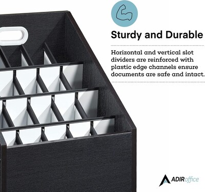 AdirOffice 20-Slot Roll File, 22.24"H x 15.55"W x 15.55"D, Black (ADI628-WBLK)