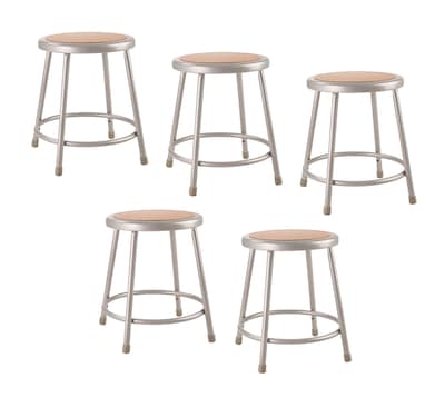 NPS 6200 Series Armless Wood 18 Inch Stool, Gray, 5 Pack (6218/5)