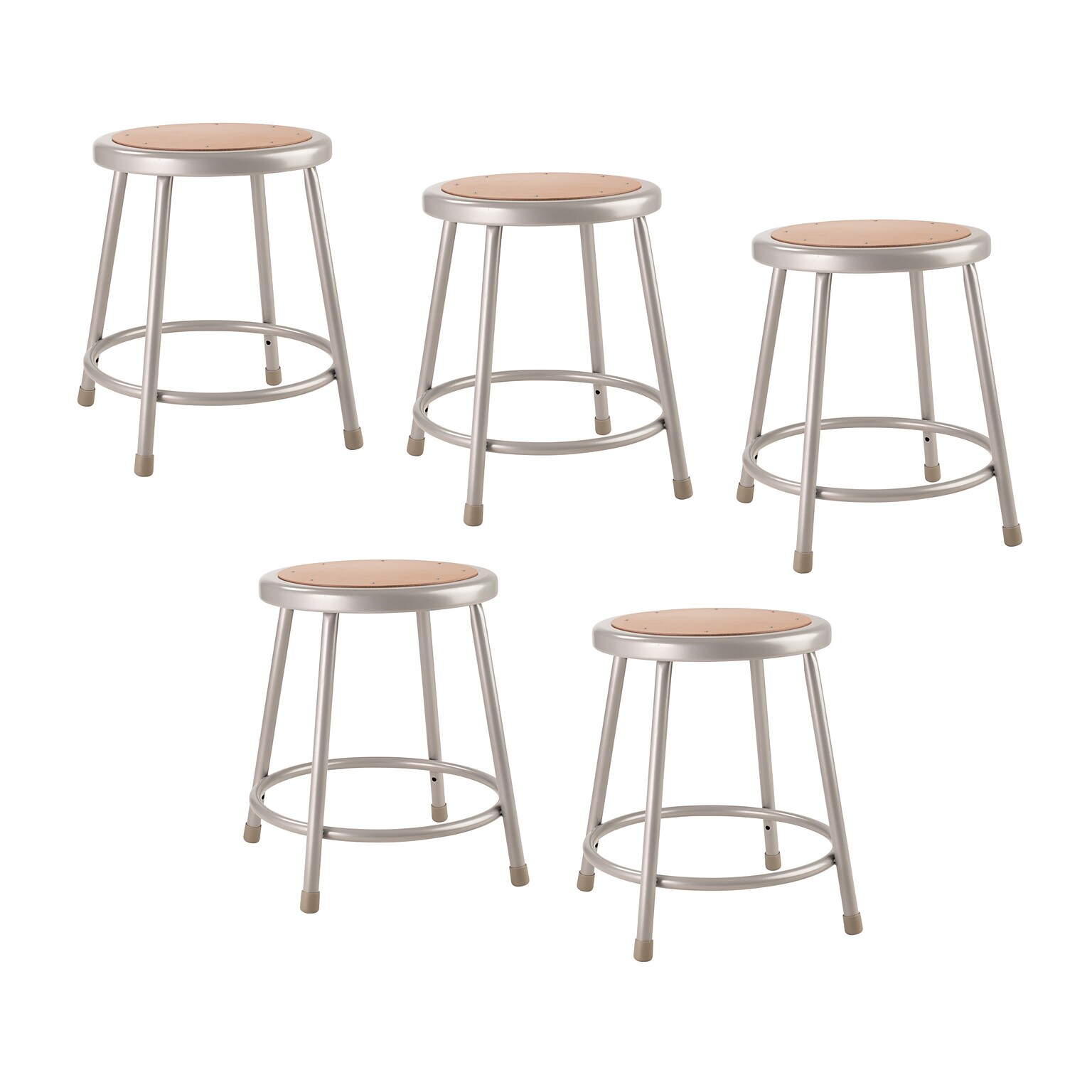 NPS 6200 Series Armless Wood 18 Inch Stool, Gray, 5 Pack (6218/5)