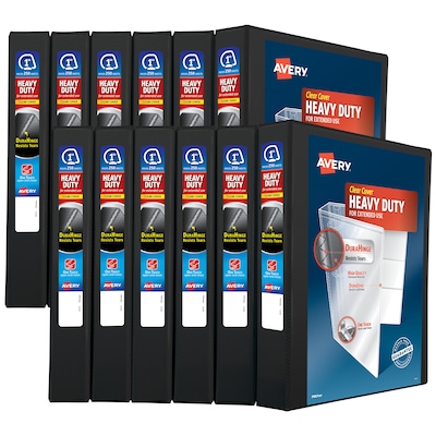 Avery Heavy Duty 1 3-Ring View Binder, Black, 12/Pack (79699CT)
