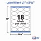 Avery Print-to-the-Edge Laser/Inkjet Labels, 1 1/2" x 2 1/2", White, 18 Labels/Sheet, 25 Sheets/Pack, 450 Labels/Pack (22564)