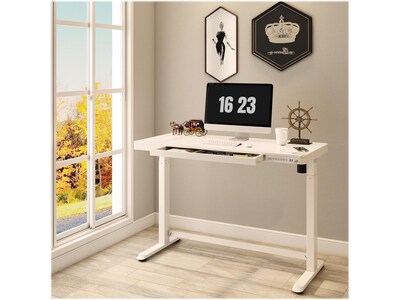 FlexiSpot EW8 48"W Rectangular Adjustable Metal Standing Desk, White (EW8W)