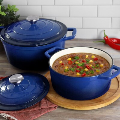 Elama Cast Iron 2.7 Qt Dutch Oven, Dark Blue (935124513M)